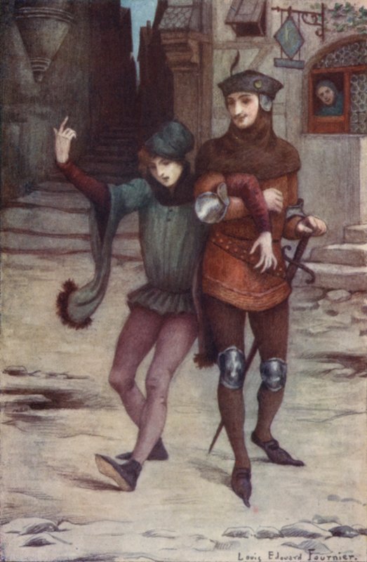 The door opened and a pair of boon companions came out by Louis Edouard Paul Fournier