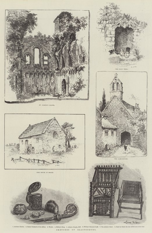 Sketches of Glastonbury by Louis Wain
