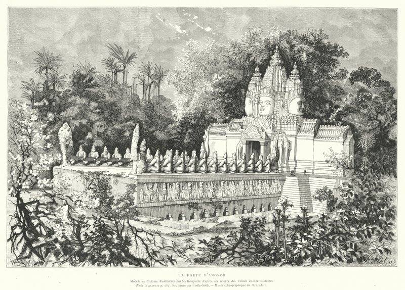 Gate of Angkor, Cambodia by Louis (after) Delaporte