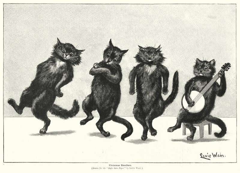 Cats dancing by Louis (after) Wain