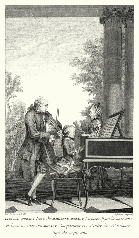 Leopold Mozart playing music with his daughter Marianne and son Wolfgang (engraving) by Louis Carrogis (after) Carmontelle