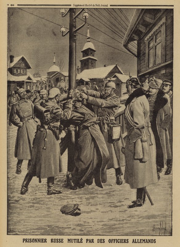 Russian prisoner of war mutilated by German officers, World War I by Louis Charles (after) Bombled
