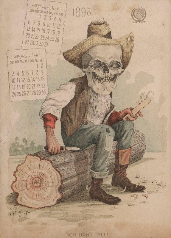 Carving a piece of wood, illustration for Antikamnia Calendar by Louis Crucius or Crusuius