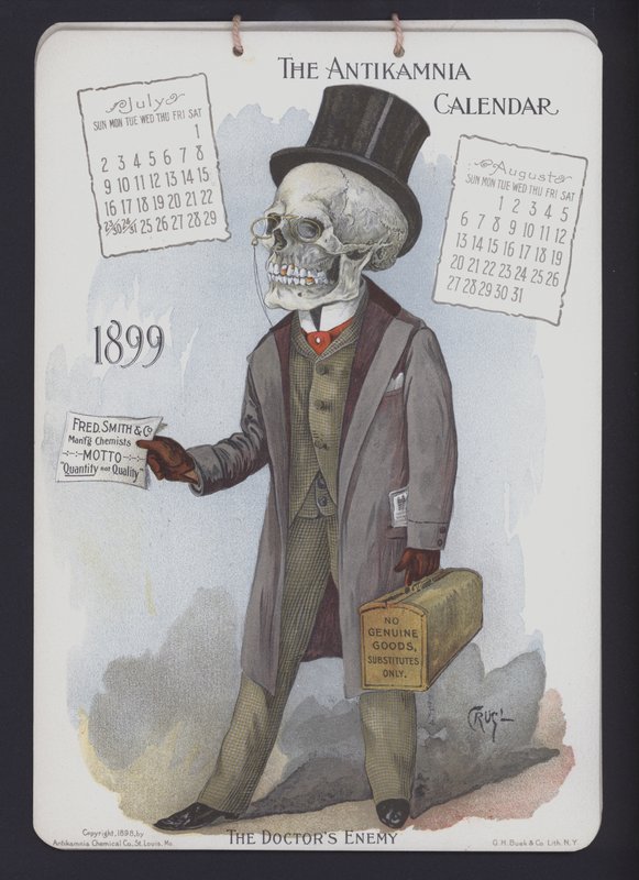 Illustration for Antikamnia Calendar, 1899 by Louis Crucius or Crusuius