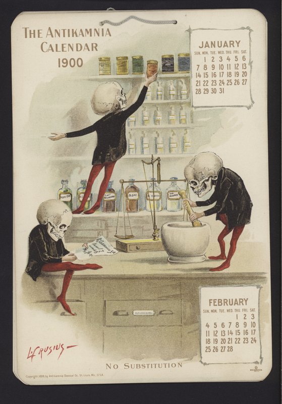 Illustration for Antikamnia Calendar, 1900 by Louis Crucius or Crusuius