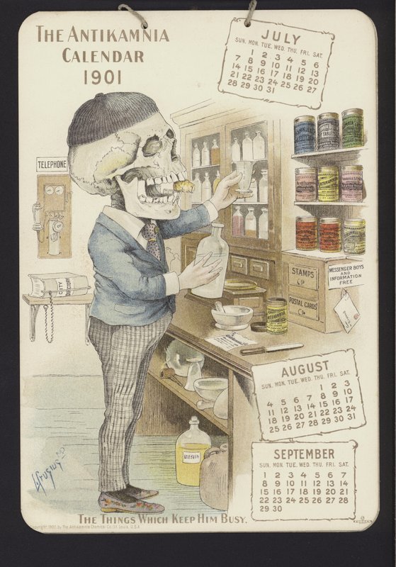 Illustration for Antikamnia Calendar, 1901 by Louis Crucius or Crusuius