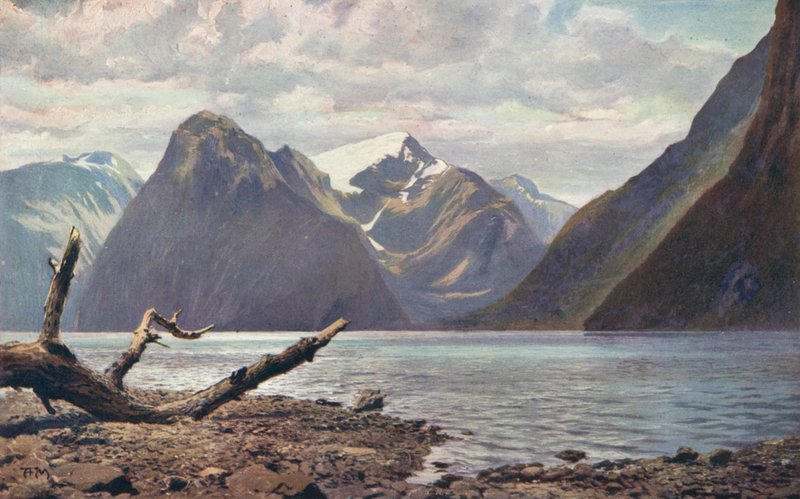 Scene on Milford Sound, New Zealand by Louis Fairfax Muckley
