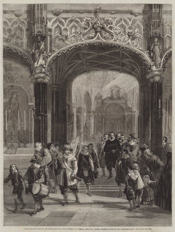 The Corporation of Archers Leaving the Church of Lierre, Belgium, After Hearing Mass on St George