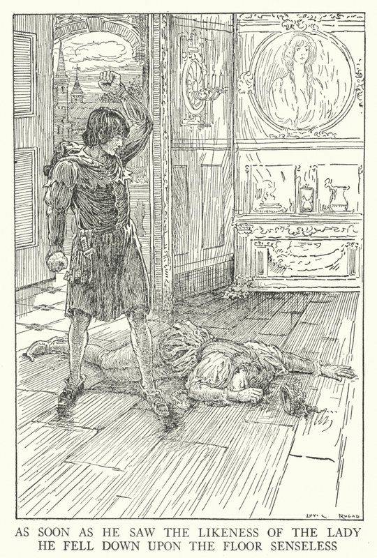 As soon as he saw the likeness of the lady, he fell down upon the floor senseless by Louis John Rhead