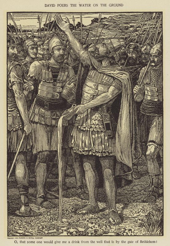 David pours the water on the ground by Louis John Rhead