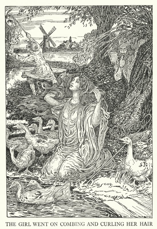 The Girl Went on Combing and Curling Her Hair by Louis John Rhead