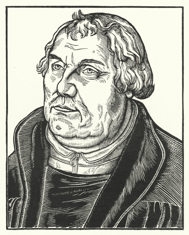 Portrait of German Protestant reformer Martin Luther in later life by Lucas the Elder (after) Cranach
