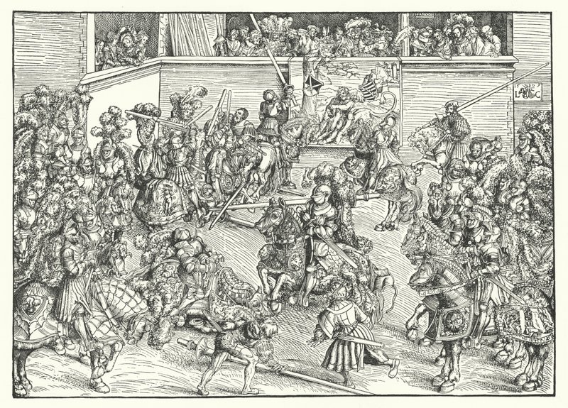 The Tournament with the Tapestry of Samson and the Lion by Lucas the Elder (after) Cranach