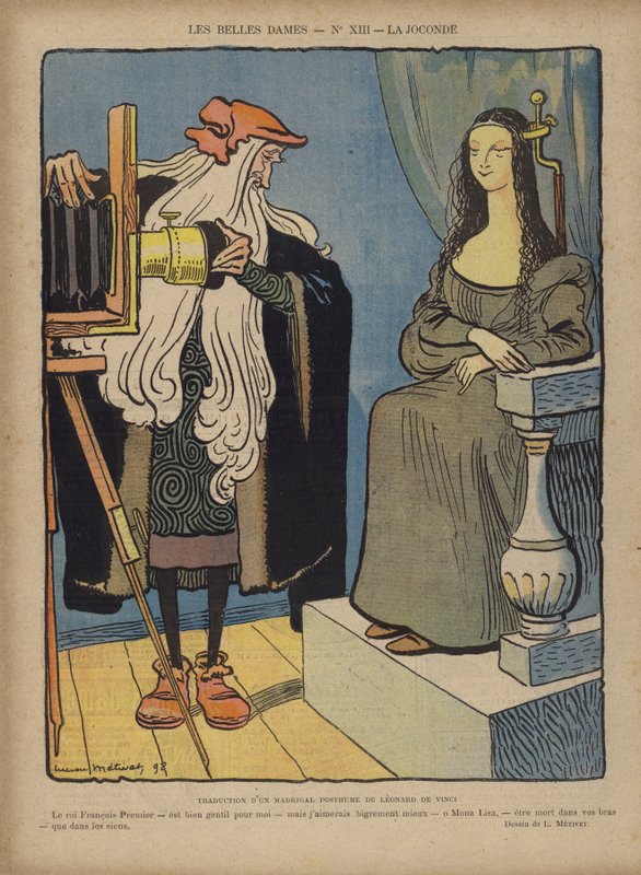 Photographing La Joconde, Illustration for Le Rire by Lucien Metivet