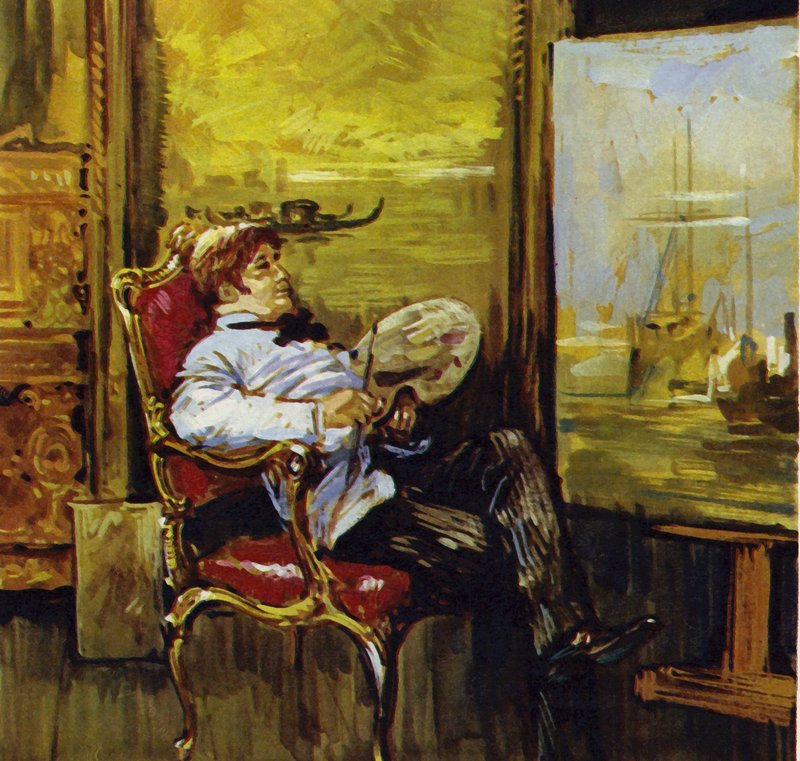 Turner sitting before one of his paintings by Luis Arcas Brauner