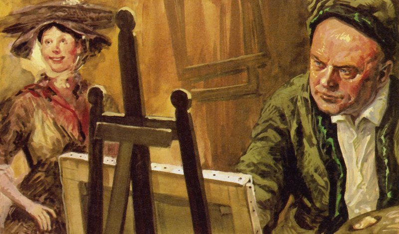 William Hogarth painting the portrait of Shrimp Girl by Luis Arcas Brauner