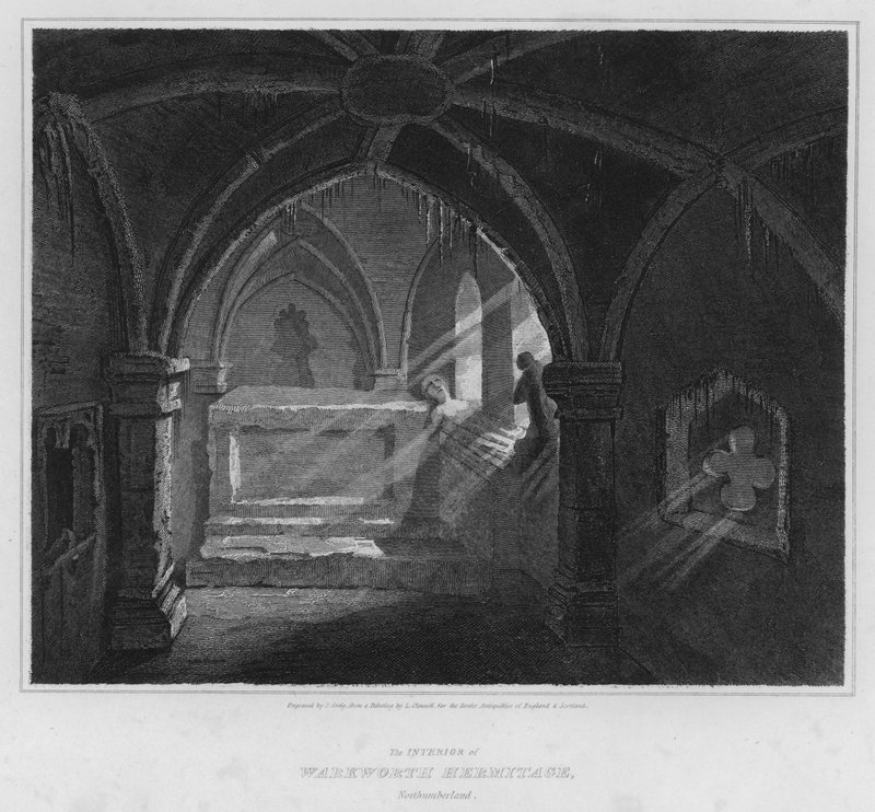 The Interior of Warkworth Hermitage, Northumberland by Luke (after) Clennell