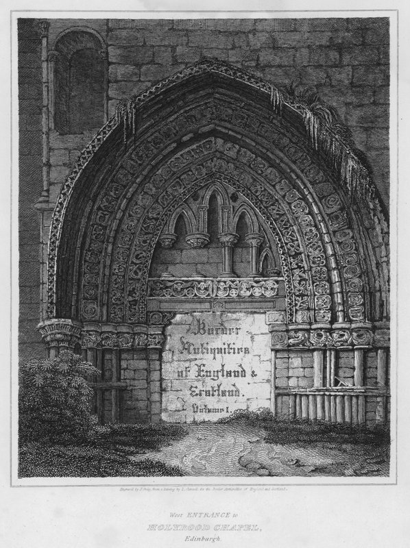 West Entrance to Holyrood Chapel, Edinburgh by Luke (after) Clennell