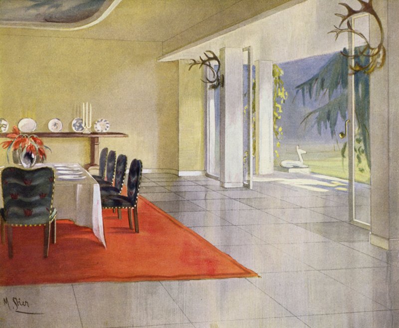 1930s interiors: Dining-room in a country house by M. Stier