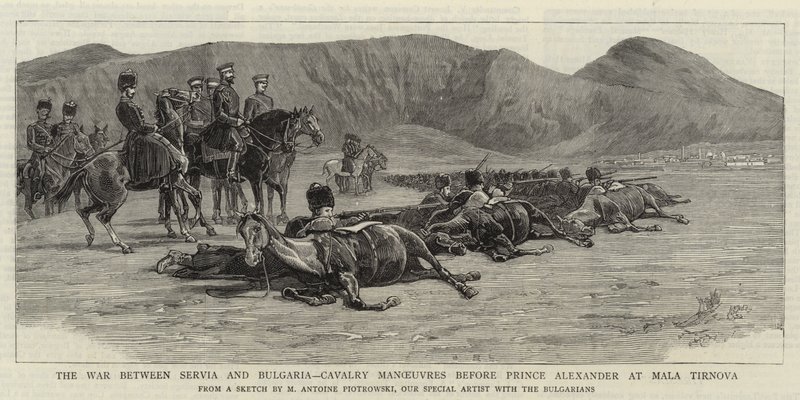 The War between Serbia and Bulgaria, Cavalry Manoeuvres before Prince Alexander at Mala Tirnova by Maksymiljan Antoni Piotrowski