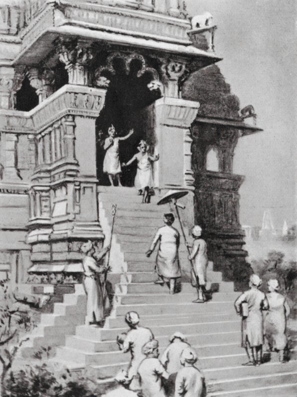 Kirtivarman Chandella Visits His Temple at Khajuraho, AD 1065 by Margaret (after) Dovaston