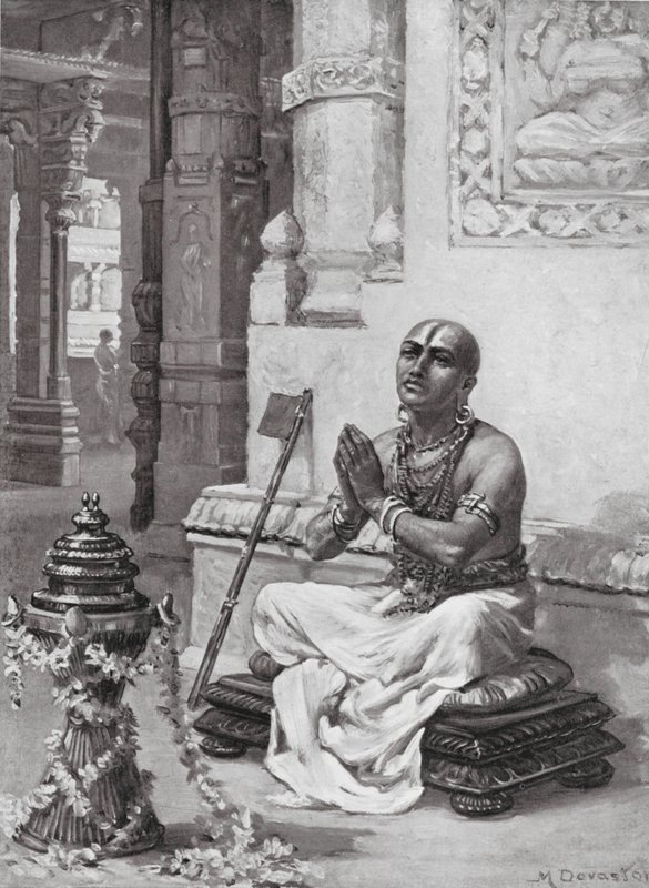 Ramanuja Contemplating His Philosophy of the One Personal God, AD 1100 by Margaret (after) Dovaston