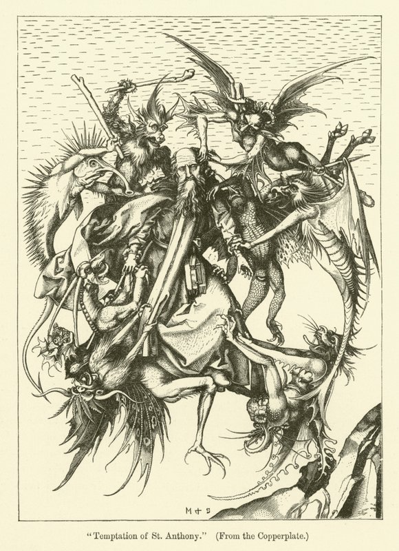 The Temptation of St Anthony by Martin (after) Schongauer
