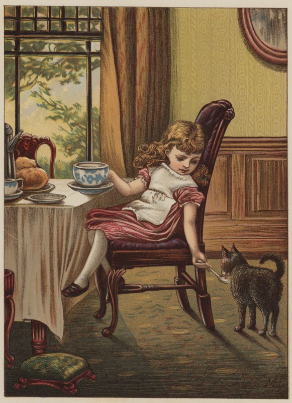 Girl with black cat by Mary Ellen Edwards