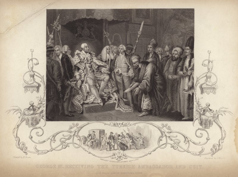 King George III receiving the Turkish ambassador and suit by Mather Brown