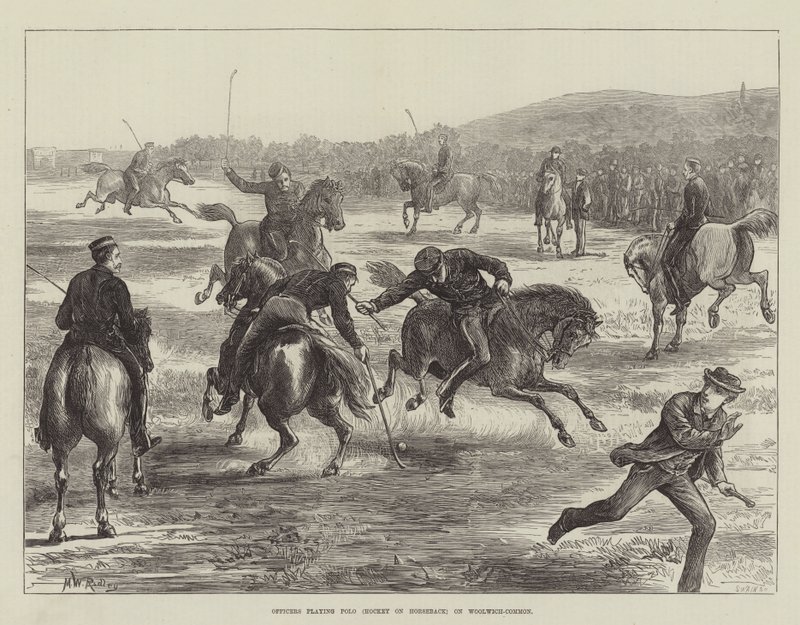 Officers Playing Polo (Hockey on Horseback) on Woolwich-Common by Matthew White Ridley