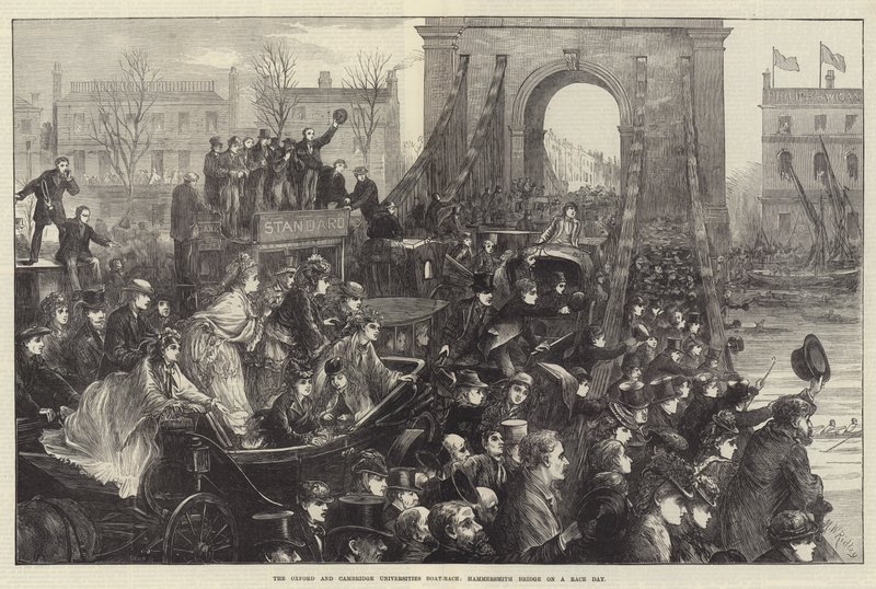 The Oxford and Cambridge Universities Boat-Race, Hammersmith Bridge on a Race Day by Matthew White Ridley