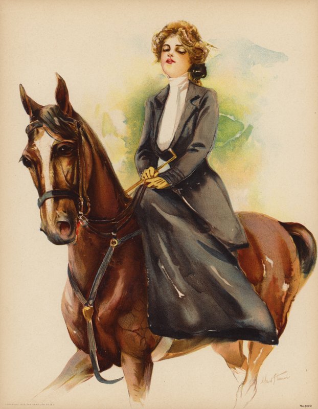 Portrait of a woman riding a horse by Maud Stumm