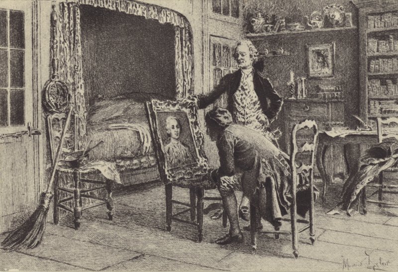 Jean-Jacques Rousseau Looking at His Portrait by Maurice Leloir