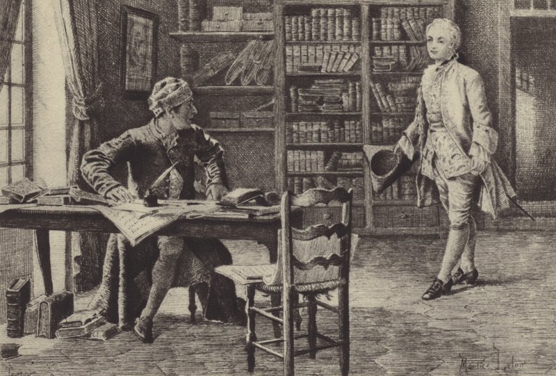 Illustration for Book IX of Les Confessions de Jean-Jacques Rousseau by Maurice Leloir