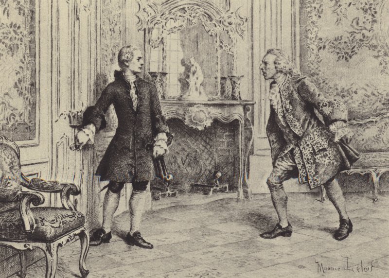 Illustration for Book VII of The Confessions of Jean-Jacques Rousseau (engraving) by Maurice Leloir