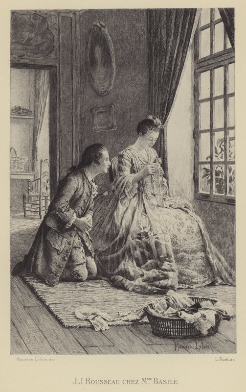 Jean-Jacques Rousseau at the house of Madame Basile by Maurice Leloir