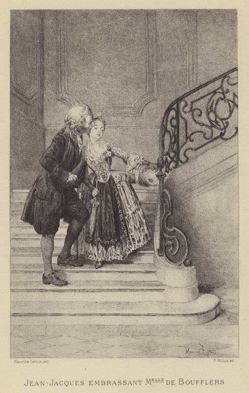 Jean-Jacques Rousseau kissing Madame de Boufflers by Maurice Leloir