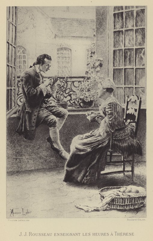 Jean-Jacques Rousseau teaching the hours to Therese by Maurice Leloir