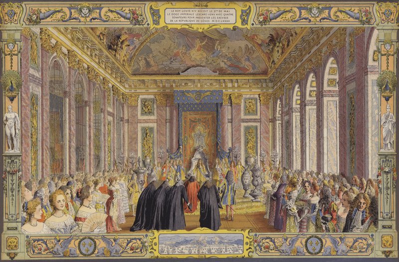 Reception of the Doge of Genoa, in La Galerie des Glaces, Versailles by Maurice Leloir