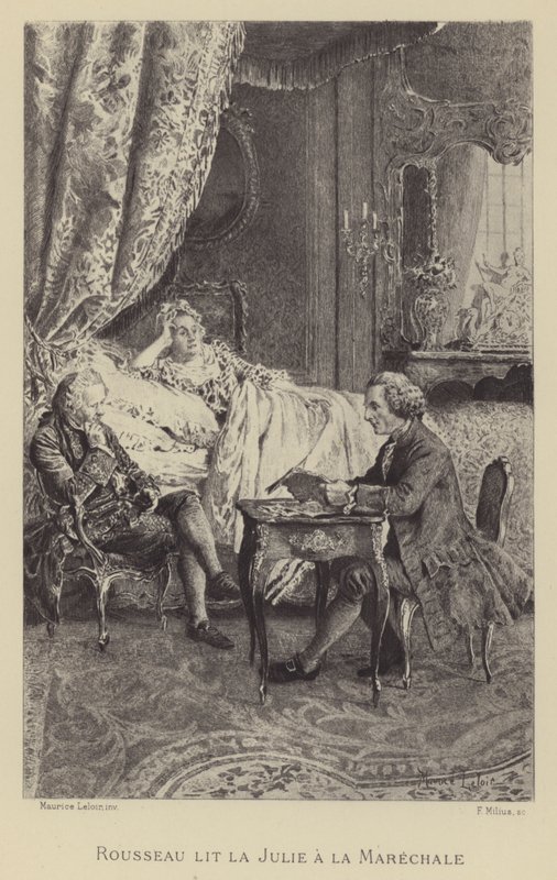 Rousseau reading his novel Julie to la Marechale by Maurice Leloir