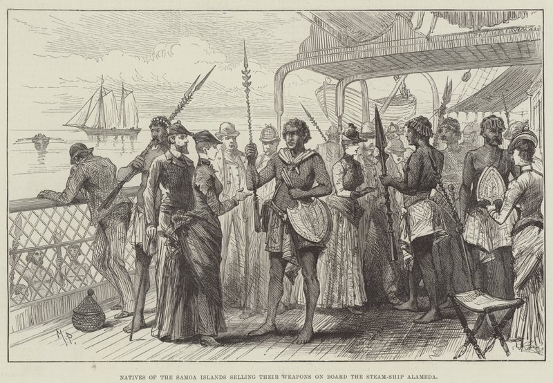 Natives of the Samoa Islands Selling their Weapons on Board the Steam-Ship Alameda by Melton Prior
