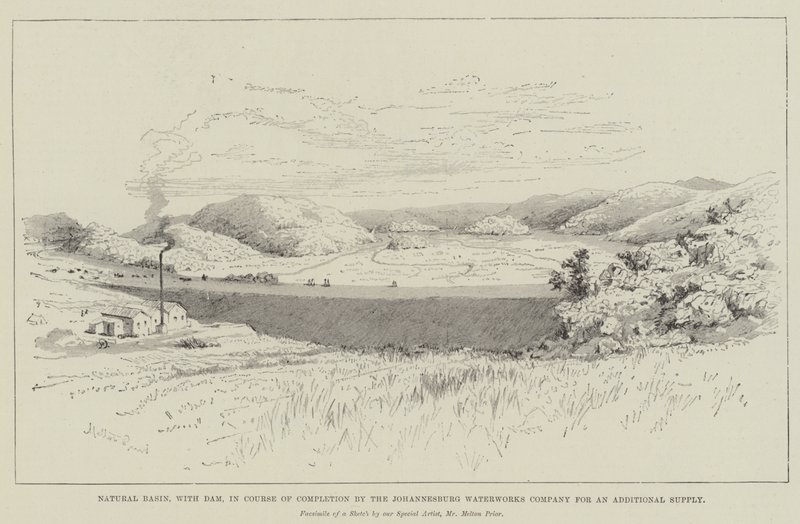 Natural Basin, with Dam, in Course of Completion by the Johannesburg Waterworks Company for an Additional Supply by Melton Prior