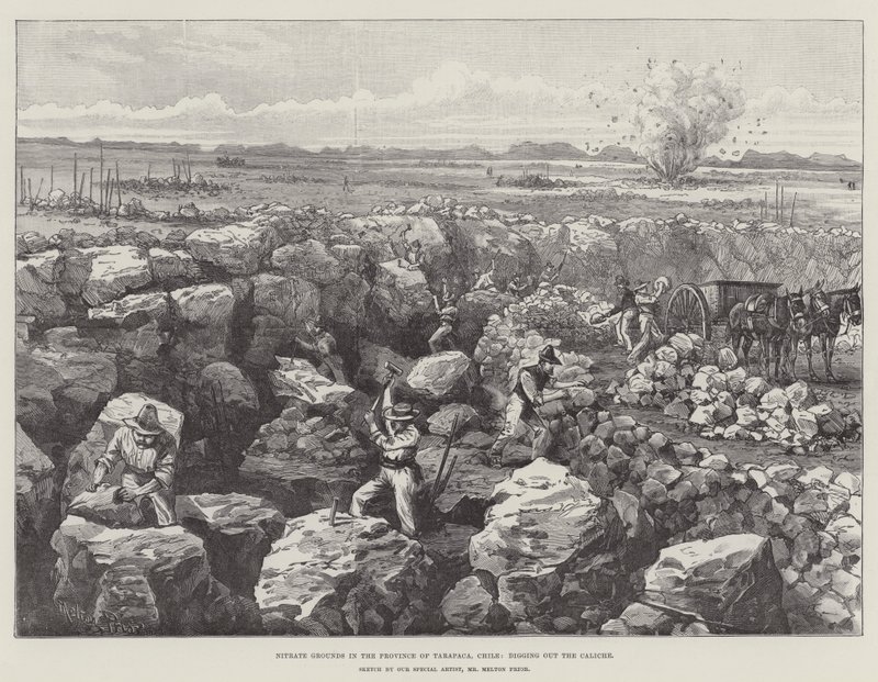 Nitrate Grounds in the Province of Tarapaca, Chile, Digging Out the Caliche by Melton Prior
