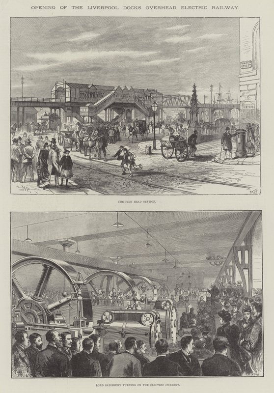 Opening of the Liverpool Docks Overhead Electric Railway by Melton Prior