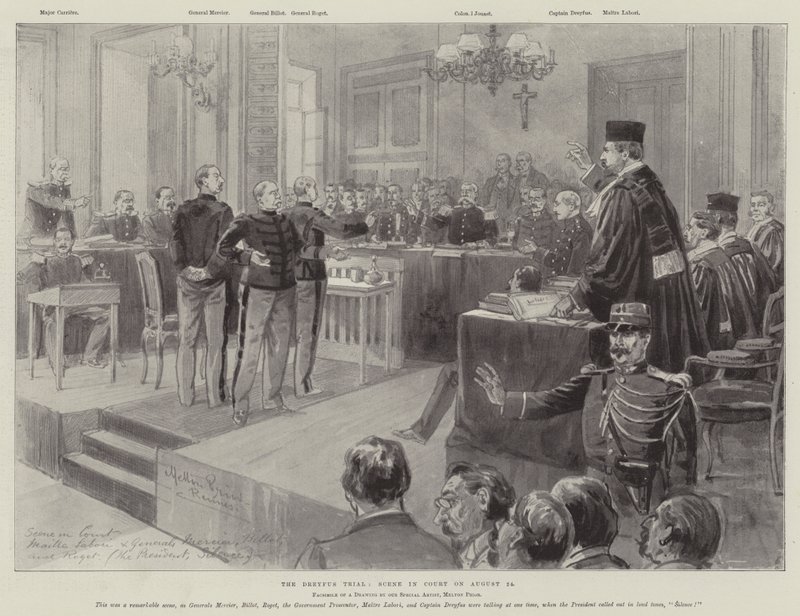 The Dreyfus Trial, Scene in Court on 24 August by Melton Prior