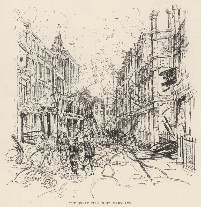 The Great Fire in St Mary Axe by Melton Prior