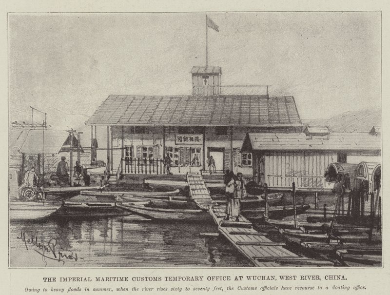 The Imperial Maritime Customs Temporary Office at Wuchan, West River, China by Melton Prior