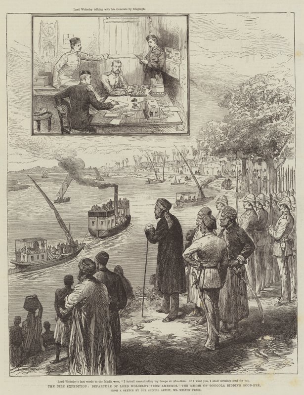 The Nile Expedition, Departure of Lord Wolseley from Ambukol, the Mudir of Dongola Bidding Good-Bye by Melton Prior