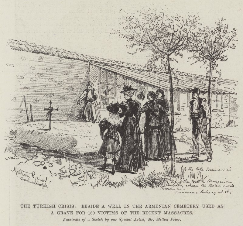 The Turkish Crisis, Beside a Well in the Armenian Cemetery Used as a Grave for 160 Victims of the Recent Massacres by Melton Prior