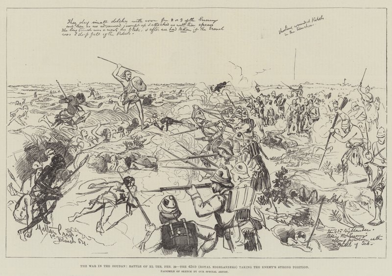 The War in the Soudan, Battle of El Teb, 29 February, the 42nd (Royal Highlanders) Taking the Enemy